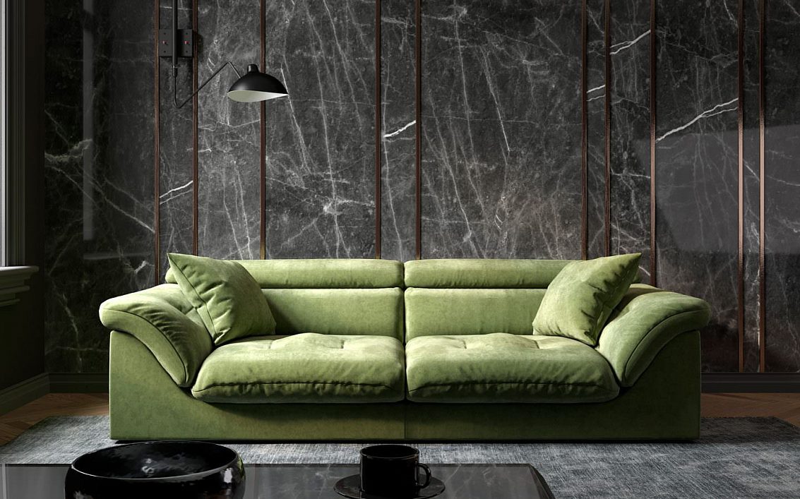 Зеленый диван в разных стилях интерьера